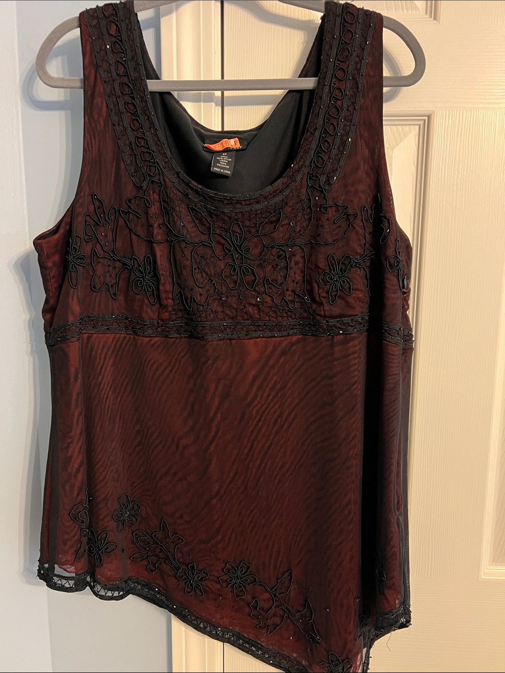 Lane Bryant Burgundy Sleeveless Beaded Camisole